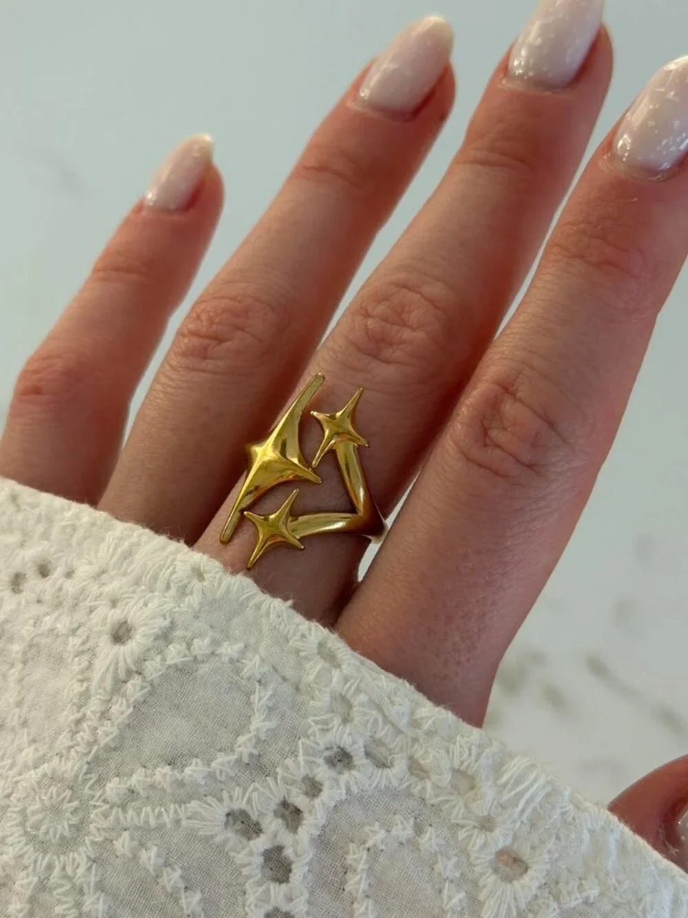 Sku0558 Retro Gold Women Minimalist Star Adjustable StainlessRing  +gift‎ bag